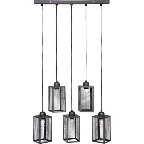 Suspension style loft new-yorkais "Hune" métal noir Atmosphera - Noir - (1/5)