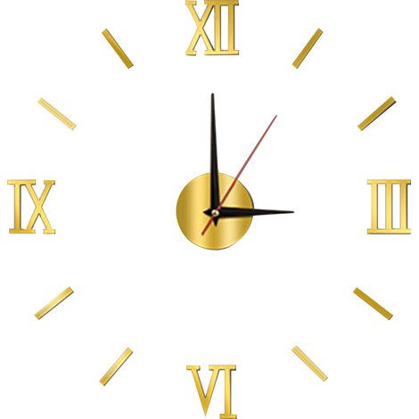 Horloge Murale Minimaliste Transfrontalière pour Salon, Silencieuse et à Monter Soi-Même, Autocollant Mural Décoratif 3D sans Perçage, Couleur Or (1/5)