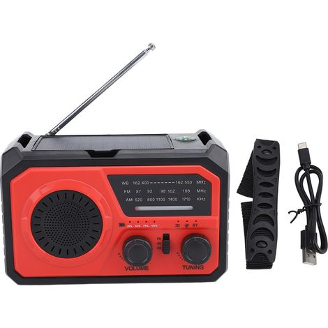 Ortviai Radio d'urgence avec lampe de lecture, FM/AM, Bluetooth 5.3, manivelle et batterie 16000 mAh pour extérieur (1/5)
