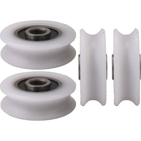 BelleRise - roulettes blanches en nylon à gorge en U, diamètre intérieur 6 mm, 22 x 6 x 8 mm, pour porte coulissante (1/2)