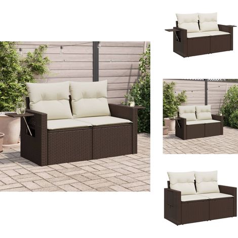 Canapé de jardin avec coussins 2 places marron résine tressée - Canapé De Jardin - Salon De Jardin - Meuble De Jardin - Résine Tressée - Rotin Synthétique (1/5)