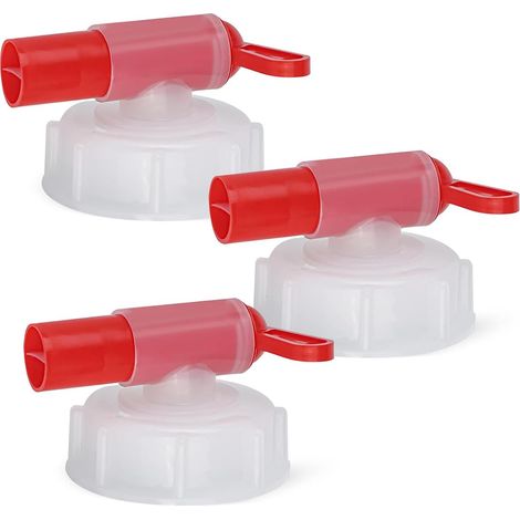 Lot de 3 robinets de sortie, robinet doseur DIN 51, robinet pour bidon de 15 à 60 litres, bec verseur 28,5 mm pour dosage, remplissage et transfert (rouge DIN 51) (1/5)