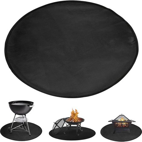 Tapis Ignifuge Tapis De Foyer Résistant Le Noir À La Chaleur Rond pour Gazon Extérieur Protection de Terrasse - Protecteur Tapis de Brasero pour Camping, BBQ et Braséros - Diamètre 36'' (1/5)