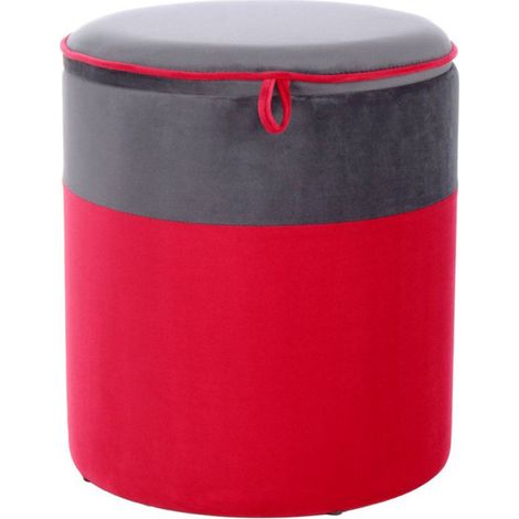 Pouf & Coffre de Rangement "Kassandra" 40cm Rouge (1/3)