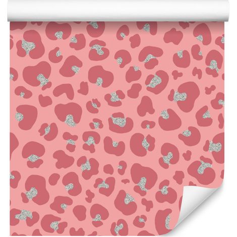 Papier peint Cuir rose doré, corail et rouge, fond corail 50x1000 cm (1/5)