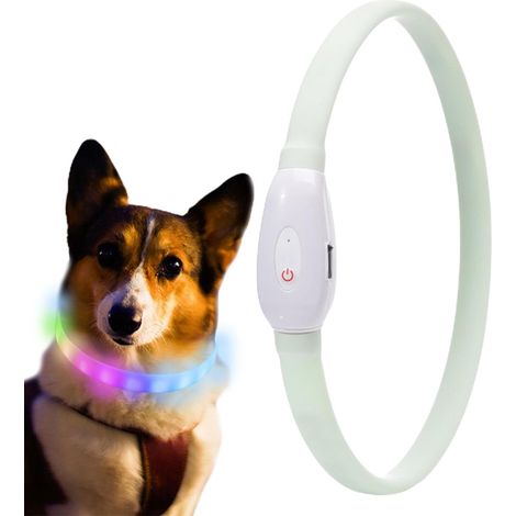 Collier lumineux Aznever rechargeable USB pour chien – Harnais LED étanche avec 9 modes clignotants, sécurité nocturne pour promenade, accessoire brillant pour animaux, taille ajustable (1/5)