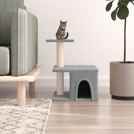 vidaXL Arbre à chat avec griffoirs en sisal gris clair 48 cm (1/5)