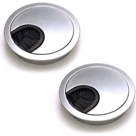 2 recessed round cable grommets, office cable management - 50mm opening (1/4)