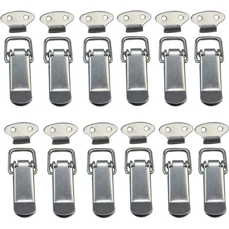 12 Pièces à Bascule Fermoir à Ressort avec Crochet Fermeture à Ressort en Acier Inoxydable pour Coffret, Boîte, Tiroir, Armoire (1/4)