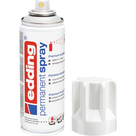 Edding – Bombe peinture acrylique 200ml – Blanc brillant – Antirouille pour métal – Séchage rapide, résiste aux intempéries