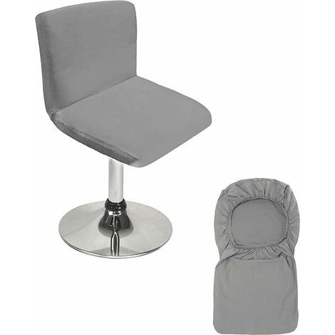 Tabouret de Bar Gris avec Housse de Dossier Extensible pour Chaise de Salle à Manger Courte pivotante (1/4)