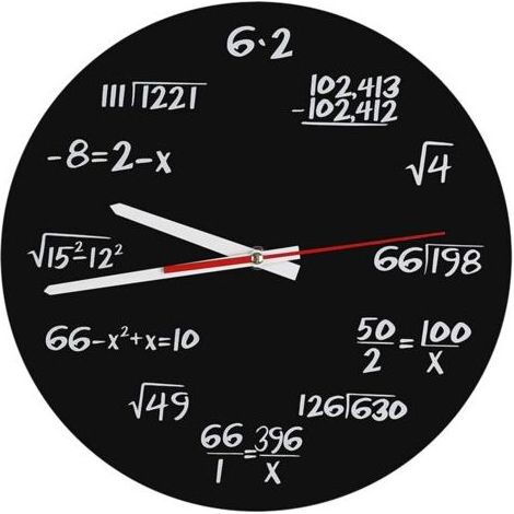 Horloge Murale Mathématique, 12 Pouces Équation Mathématique de Nouveauté Unique Horloge avec Équations Mathématiques Simples ppour Marquer Les Heures (1/5)
