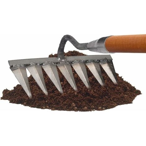 Râteau De Désherbage Scarificateur en Métal Râteau De Désherbage Tenu dans La Main Houe Creuse Tout en Acier Trempé Outil De Sol Portatif en Acier pour Creuser pour Repiquage Et Entretien,Ho (1/5)