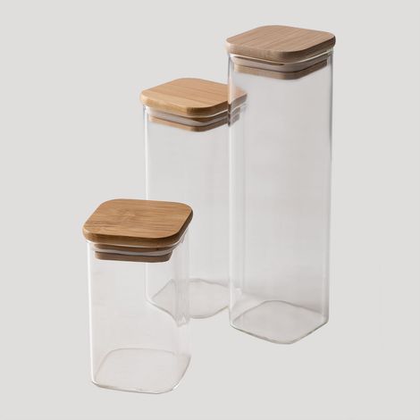 SKLUM Set aus 3 Glasbehältern Valkey                   Transparent                