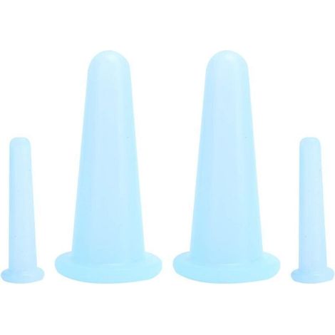 Ensemble de 4 ventouses de massage thérapeutique, pratiques, compactes, légères, souples, flexibles et nettoyables, appareil de massage du visage, bleu (1/5)