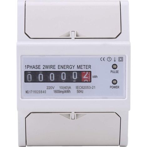 Compteur électrique numérique sur rail DIN 220V , compteur d'énergie numérique KWh électronique monophasé à 2 fils 4P à affichage LCD (10 (40) A) (1/5)
