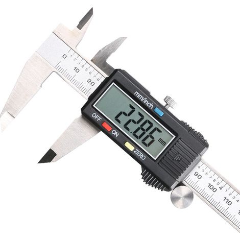 Digitaler Messschieber, Messbereich 0–150 mm, Edelstahl, großes LCD-Display, Umrechnung zwischen metrischen und imperialen Einheiten