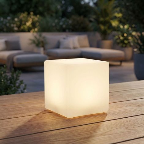 Lampada solare a LED per esterni luce solare decorazione giardino terra spike cube bianco, plastica, bianco caldo, LxLxH 20x20x21 cm