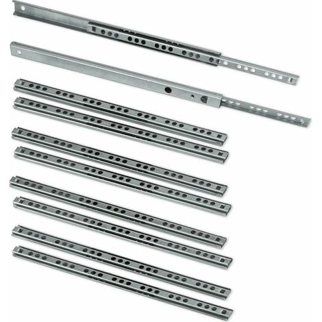 Coulisse pour tiroirLot de 5 paires (10 pièces) Coulisses/Glissières à Billes Extrait Partie 17mm x 278mm pour Tiroir, Zingué (1/4)