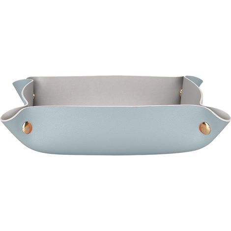 Plateau De Rangement Pour Clés Et Bijoux - Cuir Synthétique Pu - 25 X 25 X 5 Cm - Style Vintage Avec Rivets En Laiton - Lot De 2 (1/5)