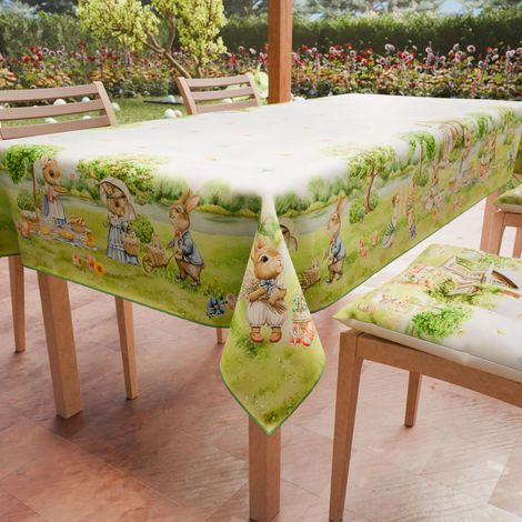 Nappe Anti-Taches Carrée (140 x 140 cm) Couvre-Table de Cuisine, Motif Picnic, X4 Places, 100% fabriquée en Italie (1/4)