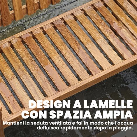 Banc de jardin 2 places en acacia FSC, dossier et assise à lattes, teinte naturelle (1/5)