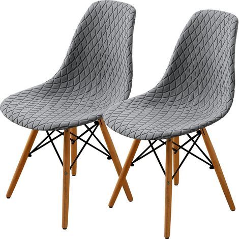 Ensemble de housses de chaises de salle à manger 2/4/6, housse de chaise de salle à manger moderne de style médiéval (gris clair, 2 pièces)
