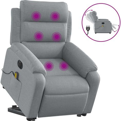Maison Exclusive - Poltrona Alzapersona Massaggi Elettrica Grigio Chiaro Tessuto