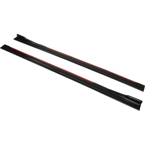 Satz mit 8 universellen Seitenschwellern für Honda Civic, inklusive Finnen, Diffusoren und glänzend schwarzen und roten Zierleisten. (1/5)