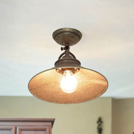 Massive Messinglampe Deckenleuchte Vintage in Bronze Antik