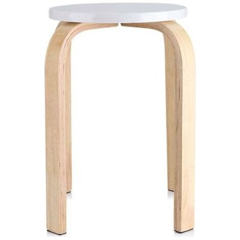 Tabouret empilable et antidérapant en bois courbé, coloris bonbon, idéal pour la décoration d'une chambre d'enfant, 1 pièce (blanc) FLITI (1/4)