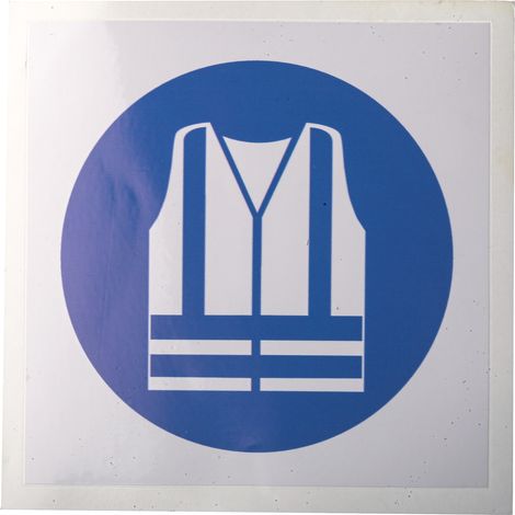 Panneau obligation, avec pictogramme : Gilet de sécurité haute visibilité obligatoire, Auto-adhésif, en Vinyle ( Prix pour 1 ) (1/2)