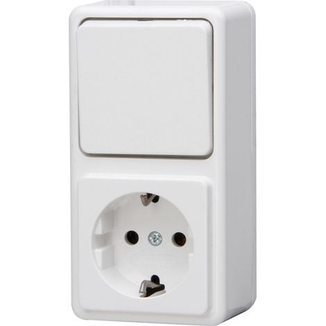 Kopp Aus-/Wechselschalter-Steckdosen Kombi Standard, arktisweiß, 108802007 Kombischalter