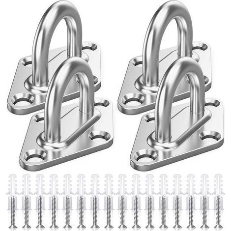 M5 Platine Oeillet Inox,4 Pièces Rhombic Kit de Crochet Plafond Charge Lourde,Crochets D'ancrage Marine avec Vis,Crochet Suspension Plafond Fixation Support Anneau Mural pour Accrocher Objets (4) (1/5)