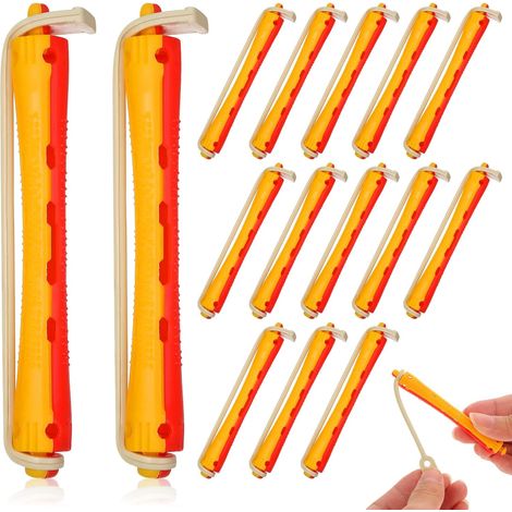 Bigoudis pour Permanente sur Cheveux Courts Lot de 24 Élastiques Bicolores Rouleaux à Cheveux pour Coiffure Maison et Salon