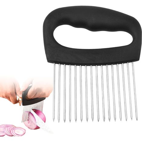 Porta cipolle in acciaio inox, taglia cipolle, limone, ausilio per tagliare verdure, strumento per tagliare pomodori, patate, limoni, carne (1/5)