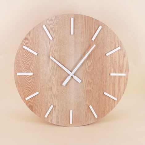 Horloge en bois et métal blanc 60cm (1/5)