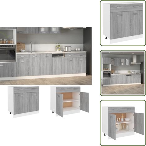 Küchenmöbel - vidaXL Unterschrank mit Schublade Grau Sonoma 80x46x81,5 cm - Holzschrank
