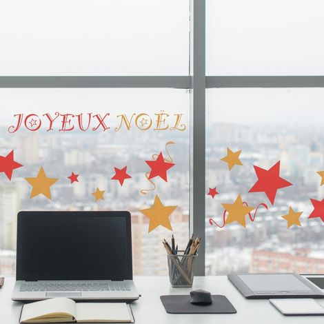 Sticker Autocollant Electrostatique Joyeux Noël pour Vitre, Déco Fenêtre, 21x29,7cm - Idée Cadeau Noël Original (1/5)