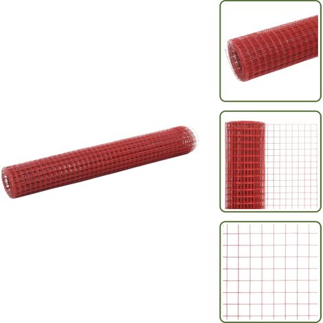 vidaXL Grillage Acier avec revêtement en PVC 25x1 m Rouge (1/5)