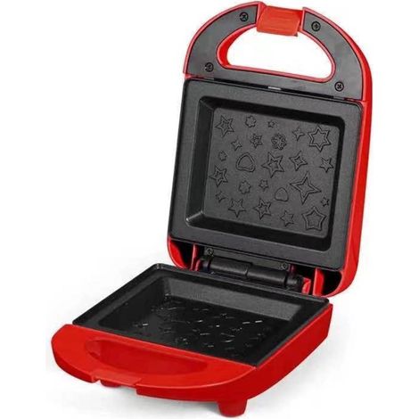 Machine À Sandwichs - Chauffage Double Face - Pour Petit-Déjeuner - Multifonctionnel - 600 W - 21,5 x 15,3 x 10,5 cm - Rouge - 1 Pièce