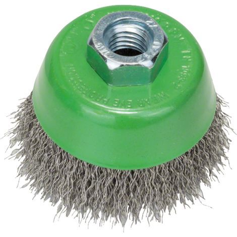 Bosch Brosse boisseau pour meuleuses angulaires et meuleuses droites, à fils ondulés, inoxydables, 65 mm (1/2)
