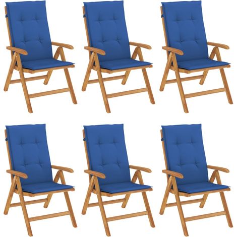 Maison Exclusive - Sillas de jardín reclinables y cojines 6 uds madera maciza teca (1/5)