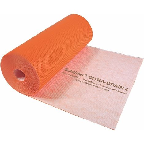 Schluter – Natte de désolidarisation et de drainage 1000mm – Polyéthylène et polypropylène – Épaisseur 4mm – Pour chantiers humides – Rouleau de 25 ML