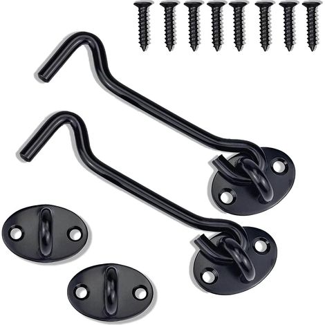 Gancio per porta, fermo per porta, chiusura per porta in 2 pezzi, gancio per chiusura porta, gancio fermaporta da 8 pollici, adatto per finestre, porte, porte del fienile, porte del capannone, porte d (1/5)