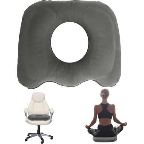 Aufblasbares orthopädisches Kissen, aufblasbares Sitzkissen, orthopädisches Sitzkissen, rundes orthopädisches Sitzkissen, geeignet für Bürostühle, Hämorrhoiden