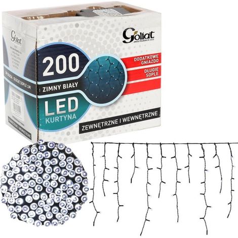 Tenda luminosa a LED con 200 luci bianche e portalampada aggiuntivo, per uso interno ed esterno, 3x1 m (1/5)