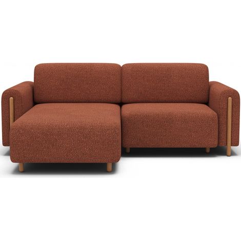 Canapé d'angle convertible ARVESSA terracotta chenille – Angle gauche (1/5)