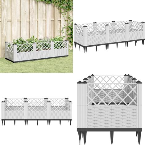 Pflanzkasten mit Erdspießen Weiß 123,5x43,5x43,5 cm PP - Pflanzkasten - Hochbeet - Gartenpflanze - Blumenerde - Balkonpflanzen - Home & Living (1/5)