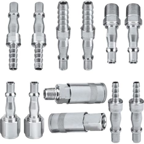 Raccords pneumatiques S-giant – Lot de 12 connecteurs BSP 1/4" pour tubes de 6, 8 et 10 mm – Métal résistant